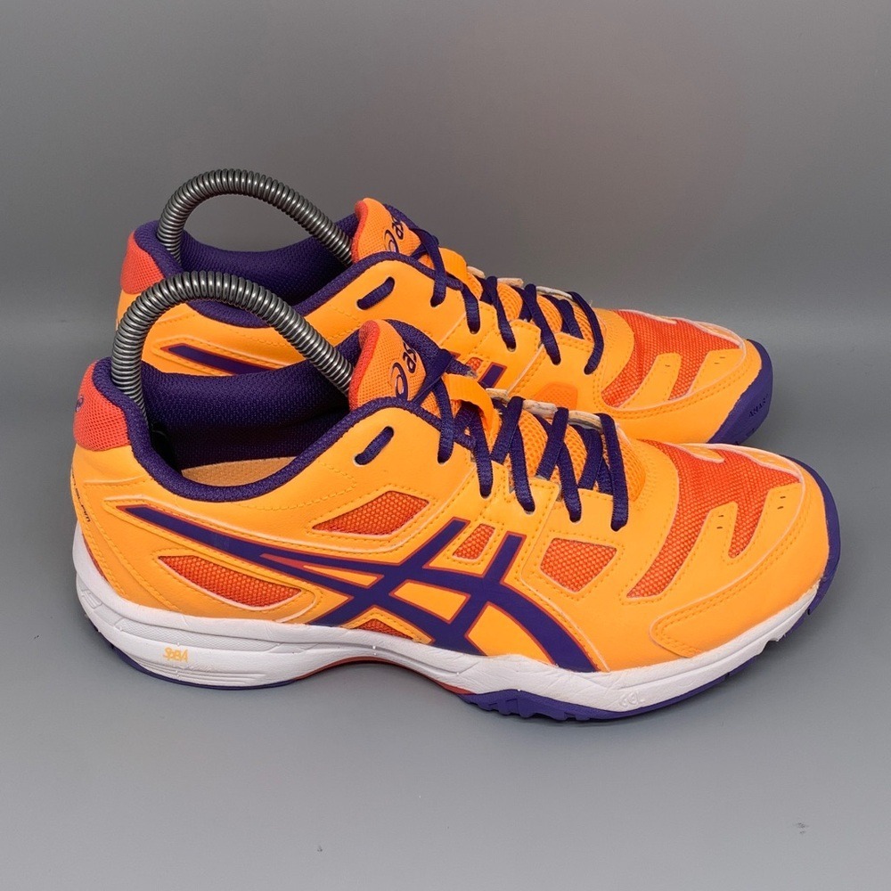 ASICS Gel Rocket 7 Orange Purple Indoor Court Tennis Shoes E455N Women's Sz 7.5